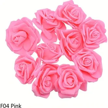 umělá květina 30 ks pěnových velkých (8 cm) květů růží Barva: Růžová