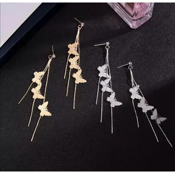 Souprava šperků Krásné dlouhé náušnice s motýlky 8 cm (Dlouhé náušnice)