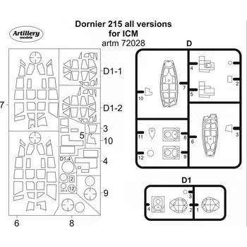 Plastikový model Fly 1/72 Masks for Dornier 215 all versions (ICM)