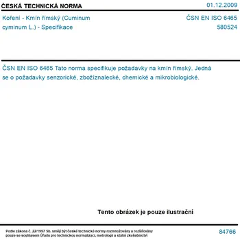ČSN EN ISO 6465 - Koření - Kmín římský (Cuminum cyminum L.) - Specifikace - Tisk