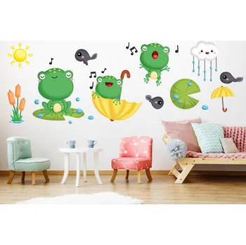 Samolepící dekorace Zpívající žabáci samolepky na zeď arch 48 x 30 cm