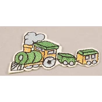 Nažehlovací záplata - vláček s vagónkem - rozměr 6 cm x 3,4 cm - zelená, červená, modrá zelená_CEZ2493