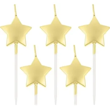 Dortová svíčka Godan Dortové svíčky metalické zlaté hvězdy 5 ks
