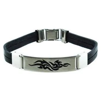 Náramek Doria Náramek černý z kaučuku a chirurgické oceli A130