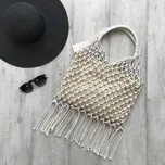 Doria Síťovaná taška krémová s třásněmi