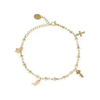 Náramek Doria Náramek na nohu z oceli s přívěsky zlatý L341