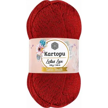 Příze Příze Lotus Lux K165 jasně červená + červený lurex Kartopu Kartopu Lotus Lux