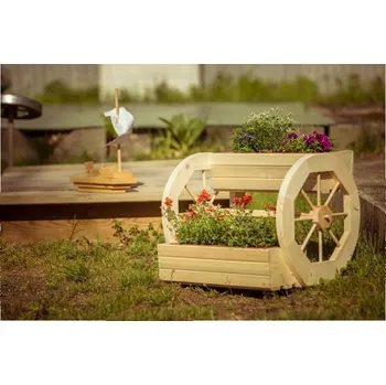 Květináč Dekorativní květináč s koly a 2 truhlíky, dřevěný DVV221