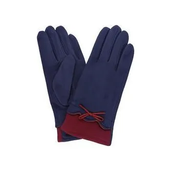 Rukavice Dámské rukavice modré s bordovou mašličkou PRIUS