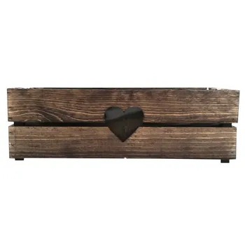 Amadea Dřevěný truhlík se srdíčkem a vnitřní fólií 52 cm, tmavý
