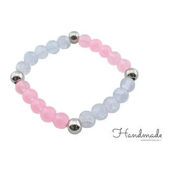 Náramek Doria Náramek z průsvitných a růžových korálků H033