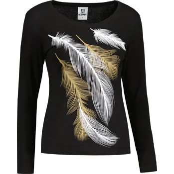 Dámské triko s dlouhým rukávem ALTISPORT CARRYOVER ALW112169 ČERNÁ/ZLATÁ M