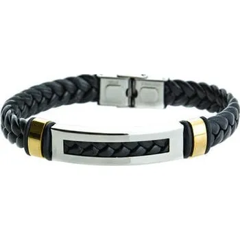 Náramek Doria Náramek pletený černý z kaučuku a oceli A142