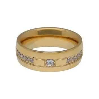 Prsten Doria Obroučka se zirkony z oceli zlatá M287 Velikosť: 59 / 60