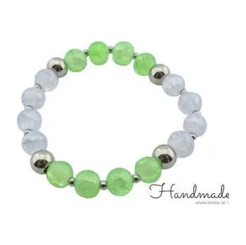 Náramek Doria Náramek ze zelených a bílých korálků H045