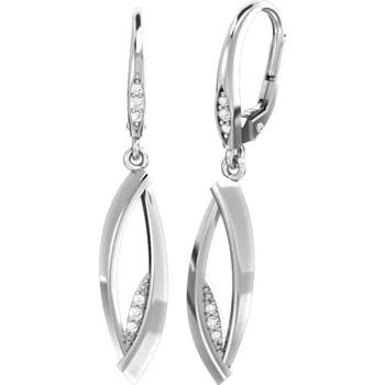 Šperk Couple, Moderní náušnice Valerie, bílé zlato a zirkony, 585-66-3-0377.1B00.0.00.001.10