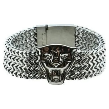 Náramek Doria Náramek proplétaný z oceli stříbrný s lvem N049