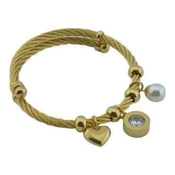 Náramek Doria Náramek zlatý z oceli s přívěsky L146