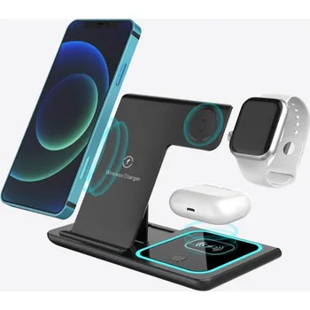 Bezdrátová nabíječka 3 v 1 | Pro telefony, hodinky a sluchátka