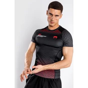 Pánské tričko Rashguard - funkční triko Venum UFC Performance Institute - krátký rukáv - Black/Red Velikost: M