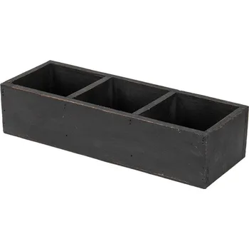 Černý antik dřevěný dekorativní box se 3mi přihrádkami Silen - 33*12*7 cm