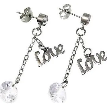 Náušnice Doria Náušnice visací stříbrné LOVE C053