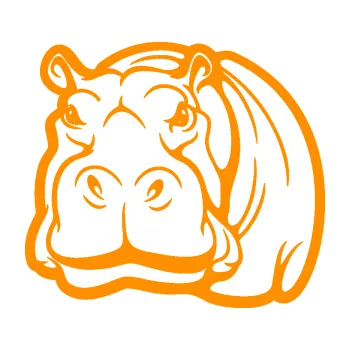 Samolepící dekorace SAMOLEPKA Hroch 004 levá (06 - oranžová) NA AUTO, NÁLEPKA, FÓLIE, POLEP, TUNING, VLASTNÍ TEXT, TISK, AUTOSAMOLEPKY.cz, POLEPY, OBRÁZEK, LOGO, SAMOLEPKY