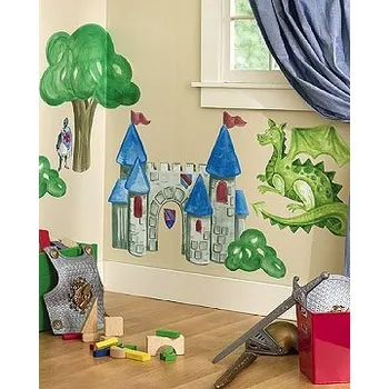 Samolepící dekorace WALLIES Samolepky - nálepky zeď - dračí zámek XXL 15200