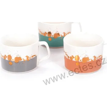 ChaCult ALCINDA porcelánový hrnek se zlatými flíčky a kapkami | 3-MIX 350ml