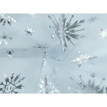 Galanterie Organza s vločkami, barva 1 modrá ledová