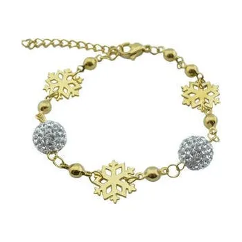 Náramek Doria Náramek zlatý z oceli s vločkami a krystalky