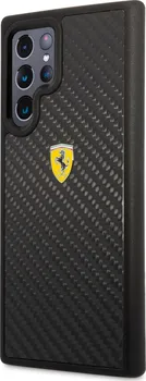 Pouzdro na mobilní telefon Ferrari Real Carbon pro Samsung Galaxy S22 Ultra černé