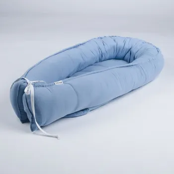 Hnízdečko pro miminko Tulimese Hnízdečko mušelínové modré VARIANTY PROVEDENÍ HNÍZDEČKA: HNÍZDEČKO SAMOSTATNÉ