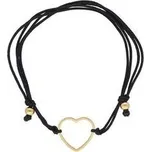 Doria Náramek na černé šňůrce se zlatým srdcem N322