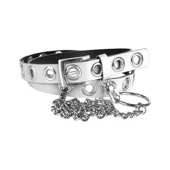 Opasek Doria Dámský pásek kožený bílý s řetízkem OD059