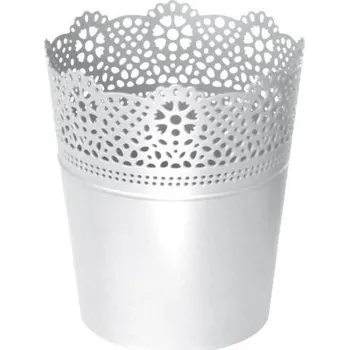 Květináč s krajkou Lace bílý, varianta 16 cm