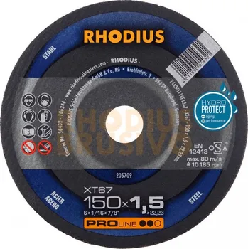 Řezný kotouč Rhodius kotouč řezný PRO Line XT67 150 x 1,5 x 22,2 mm, na ocel - 053-205709