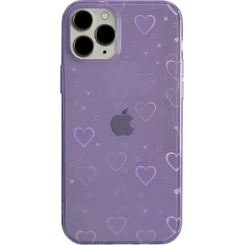 Pouzdro na mobilní telefon Průhledný kryt s měňavými srdíčky pro iPhone 11 Pro Max - fialový