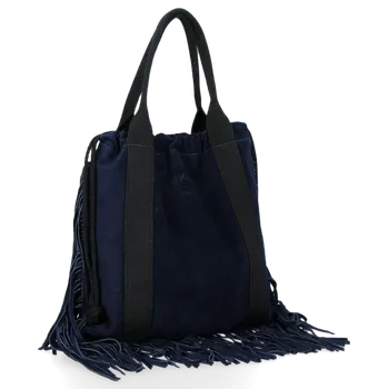 Kabelka Kožené kabelka shopper bag Vittoria Gotti tmavě modrá B7