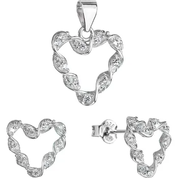 Oblečení a móda Sada šperků se zirkony náušnice a přívěsek bílá zakroucená srdíčka 19031.1