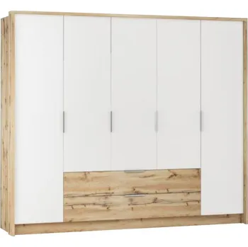 Šatní skříň Skříň Vienna 255cm Dub Wotan/Bílý