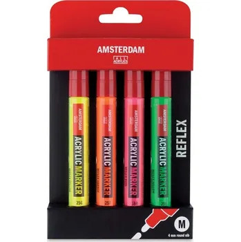 AMSTERDAM Acrylic Marker 4mm, 4ks reflexní