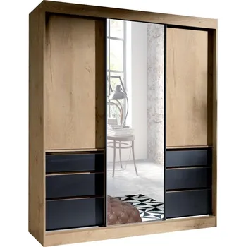 Šatní skříň Skříň Haiti 180 Dub Lefkas/Černá