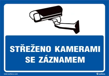 Informační tabulka Walteco Střeženo kamerami se záznamem modrá A5