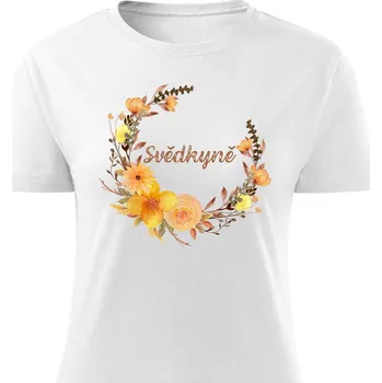 Dámské tričko Dámské tričko Svědkyně - květiny žluté Barva: Bílá, Velikost: S