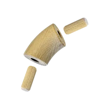 Zábradlí dřevěný spojovací oblouk EDD-45Z, dřevo - dub - ø 42 mm, úhel 45°, bez nátěru