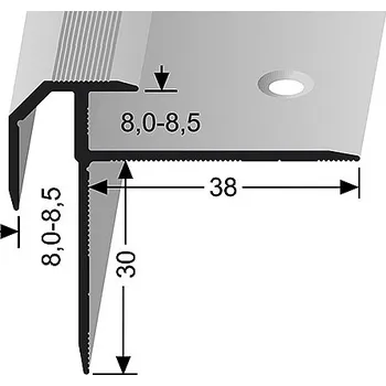 Stavební profil Schodový profil pro krytiny do 8,5 mm (šroubovací) | Küberit 838 Stříbro F4