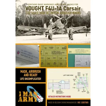 Plastikový model 1ManArmy 1/32 F4U 1A Corsair Airbrush paint mask