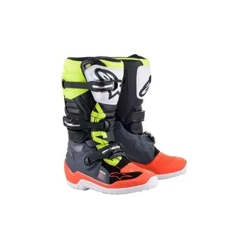 Moto obuv Dětské Mx Boty Alpinestars Tech 7S Dark Gray/Red Flourescent/Yellow, Velikost 40,5 / US 7