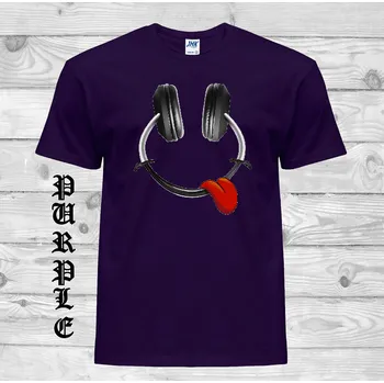 Chlapecké tričko detske-levne-bavlnene-tricko-potisk-vesela-sluchatka Barva: Purple - purpurová, velikost: 152